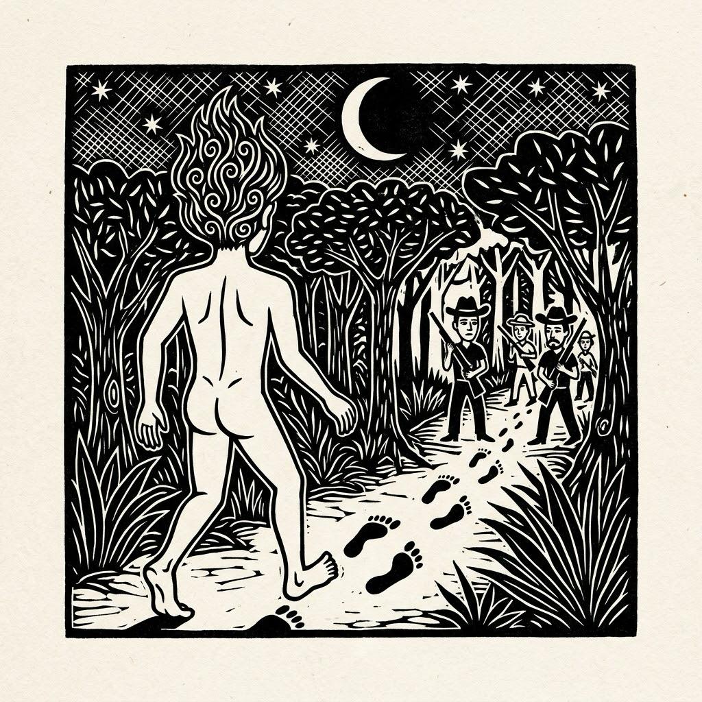 Woodcut of Curupira